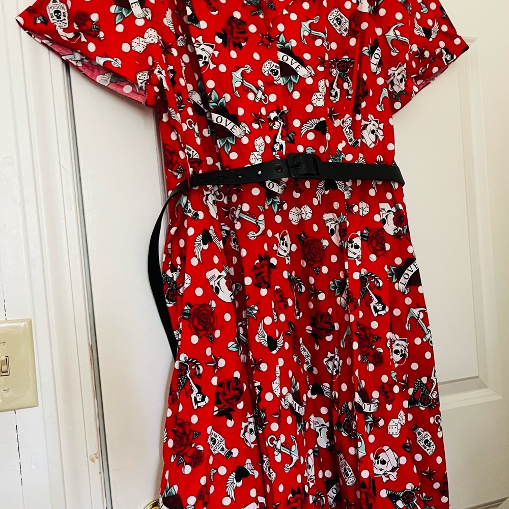 NWT Torrid Retro Chic Red Fit-and-Flare Pinup Style Dress with Belt - Picture 7 of 15
